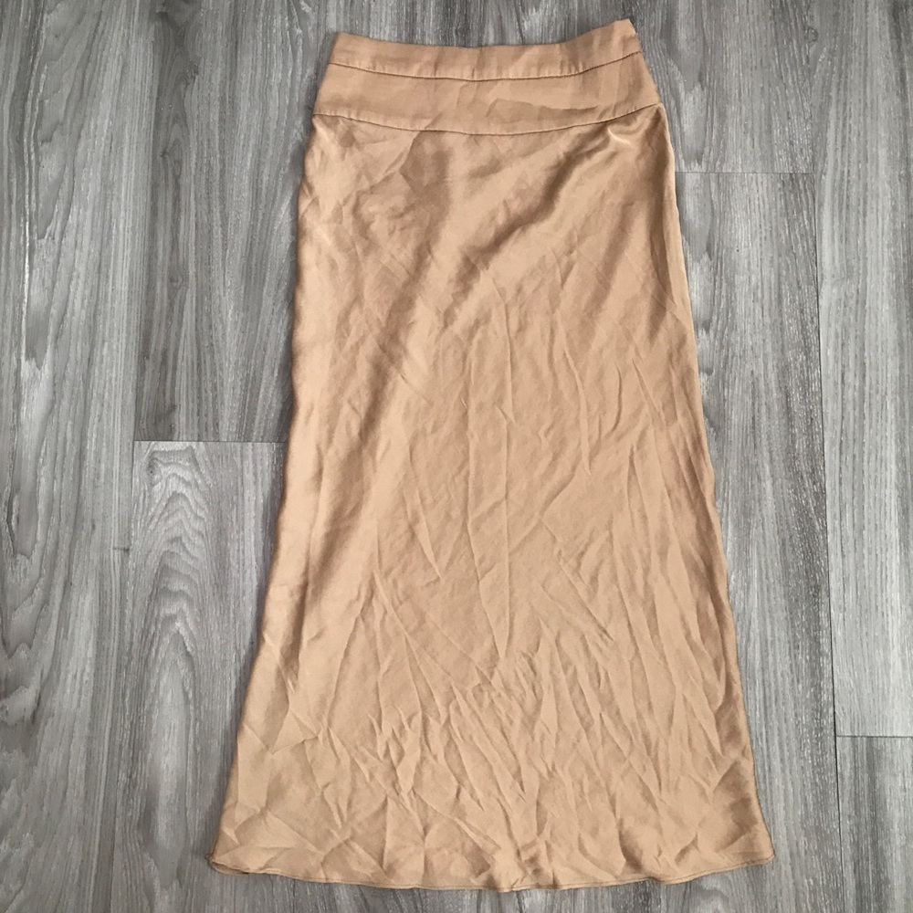 FREE PEOPLE SKIRT SATIN MIDI GOLD KHAKI BASIC BLANK WOMENS 4